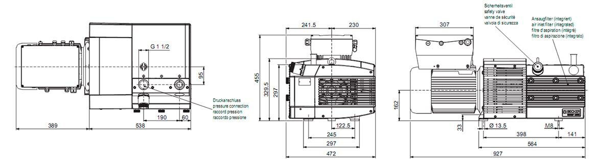 Габаритные размеры (чертеж) Becker KDT 3.100/0-400